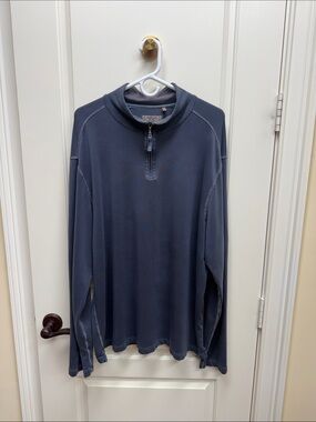 True Grit Men's Half-Zip Sweater in Navy Blue